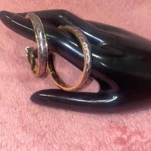 Michael Kors faux python leather wrapped gold hoop earrings